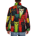 Down-Padded Puffer Jacket Oil Painting Colorful Cats