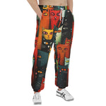 Men's Sweatpants Oil Painting Colorful Cats