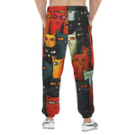 Men's Sweatpants Oil Painting Colorful Cats