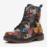 Leather Boots Colorful Cats Collage