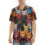 Men's Polo Shirt Colorful Cats Collage