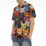 Men's Polo Shirt Colorful Cats Collage