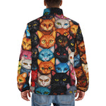 Down-Padded Puffer Jacket Colorful Cats Collage
