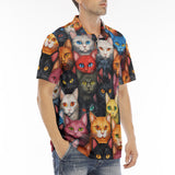 Men's Polo Shirt Colorful Cats Collage