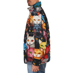 Down-Padded Puffer Jacket Colorful Cats Collage