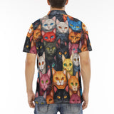 Men's Polo Shirt Colorful Cats Collage