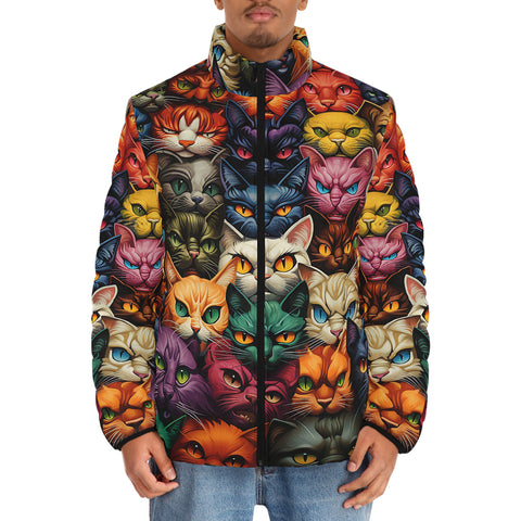 Down-Padded Puffer Jacket Angry Cat Faces