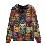 Men's Zip Up Hoodie Angry Cat Faces