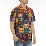 Men's Polo Shirt Angry Cat Faces