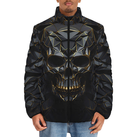 Down-Padded Puffer Jacket Skull on Polygonal Shapes