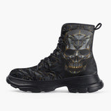 Casual Leather Chunky Boots Skull on Polygonal Shapes