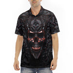 Men's Polo Shirt Red Metal Skull Polygons