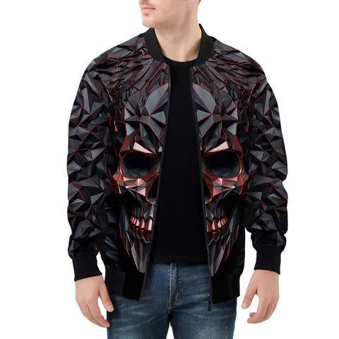 Bomber Jacket Red Metal Skull Polygons