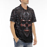 Men's Polo Shirt Red Metal Skull Polygons