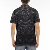 Men's Polo Shirt Red Metal Skull Polygons