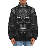 Down-Padded Puffer Jacket Silver Skull Polygons