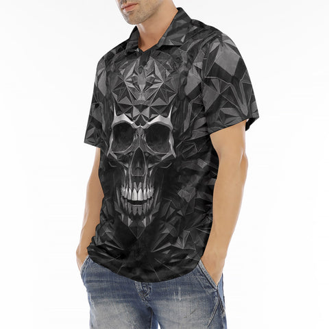 Men's Polo Shirt Silver Skull Polygons