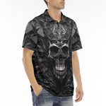 Men's Polo Shirt Silver Skull Polygons