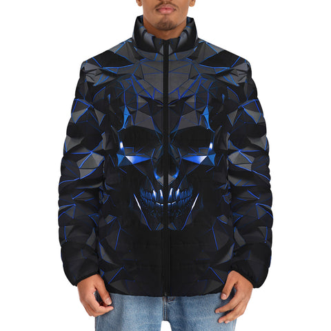 Down-Padded Puffer Jacket Blue Skull Polygons