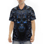 Men's Polo Shirt Blue Skull Polygons