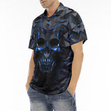 Men's Polo Shirt Blue Skull Polygons