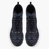 Casual Leather Chunky Boots Blue Skull Polygons