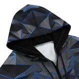 Men's Zip Up Hoodie Blue Skull Polygons