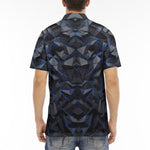 Men's Polo Shirt Blue Skull Polygons