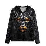 Men's Zip Up Hoodie Lion Black Polygons