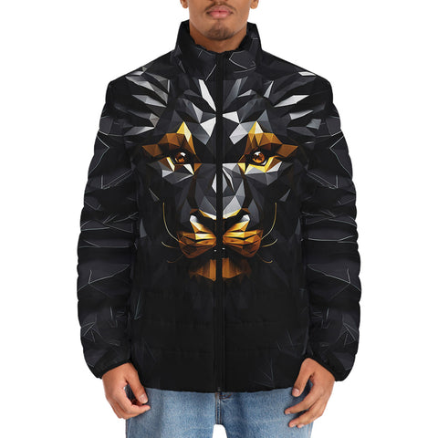 Down-Padded Puffer Jacket Lion Black Polygons