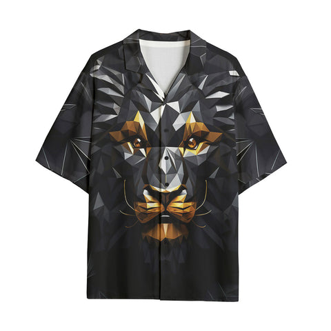 Hawaiian Shirt Lion Black Polygons