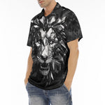 Men's Polo Shirt Black Metal Lion Shapes