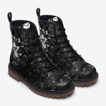 Leather Boots Black Metal Lion Shapes