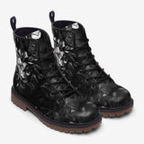 Leather Boots Black Metal Lion Shapes