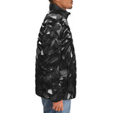 Down-Padded Puffer Jacket Black Metal Lion Shapes