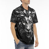 Men's Polo Shirt Black Metal Lion Shapes