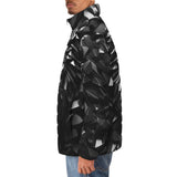 Down-Padded Puffer Jacket Black Metal Lion Shapes