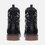 Leather Boots Black Metal Lion Shapes