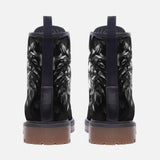 Leather Boots Black Metal Lion Shapes