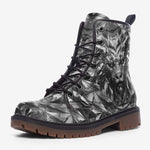 Leather Boots Silver Lion Face