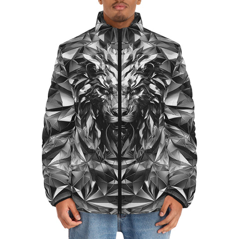 Down-Padded Puffer Jacket Silver Lion Face