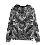 Men's Zip Up Hoodie Silver Lion Face