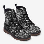 Leather Boots Silver Lion Face