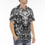 Men's Polo Shirt Silver Lion Face