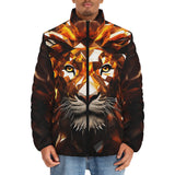 Down-Padded Puffer Jacket Lion Gems Crystals Shapes
