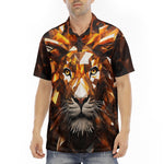 Men's Polo Shirt Lion Gems Crystals Shapes