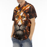 Men's Polo Shirt Lion Gems Crystals Shapes