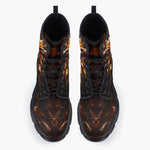 Casual Leather Chunky Boots Lion Gems Crystals Shapes