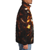 Down-Padded Puffer Jacket Lion Gems Crystals Shapes