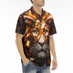 Men's Polo Shirt Lion Gems Crystals Shapes